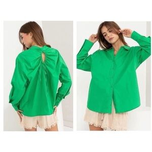 Classic Button-Front Green Women's Shirt